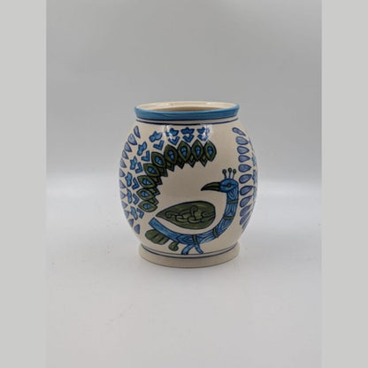 Flower Vase - Royal Peacock Motif Studio Pottery