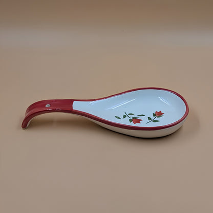 Spoonrest - Floral Print with Red Handle