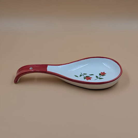 Spoonrest - Floral Print with Red Handle
