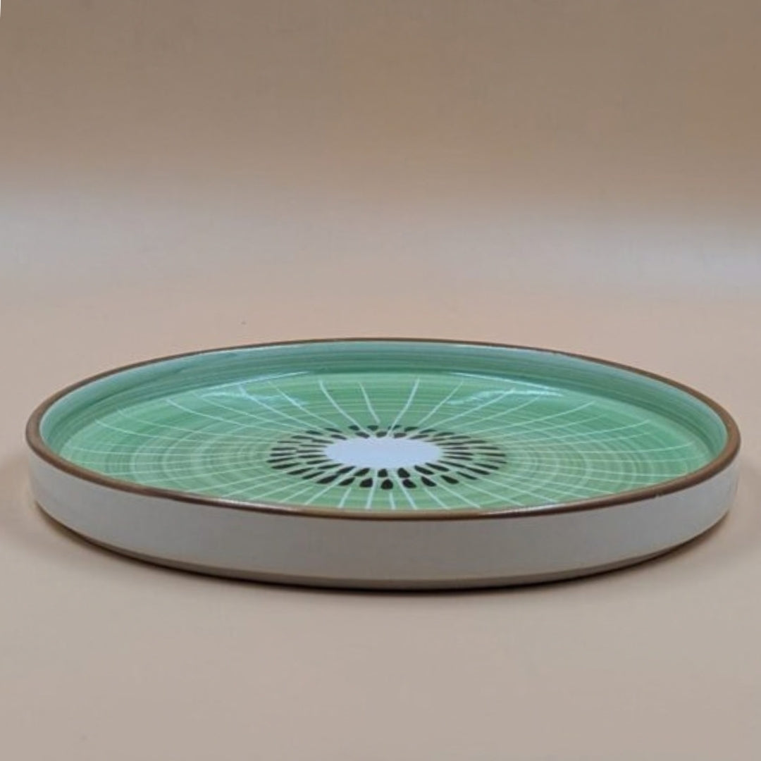 Plate - Green Kiwi Fruit Slice Pattern Quarter Plate, 20 cm