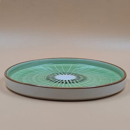 Plate - Green Kiwi Fruit Slice Pattern Quarter Plate, 20 cm