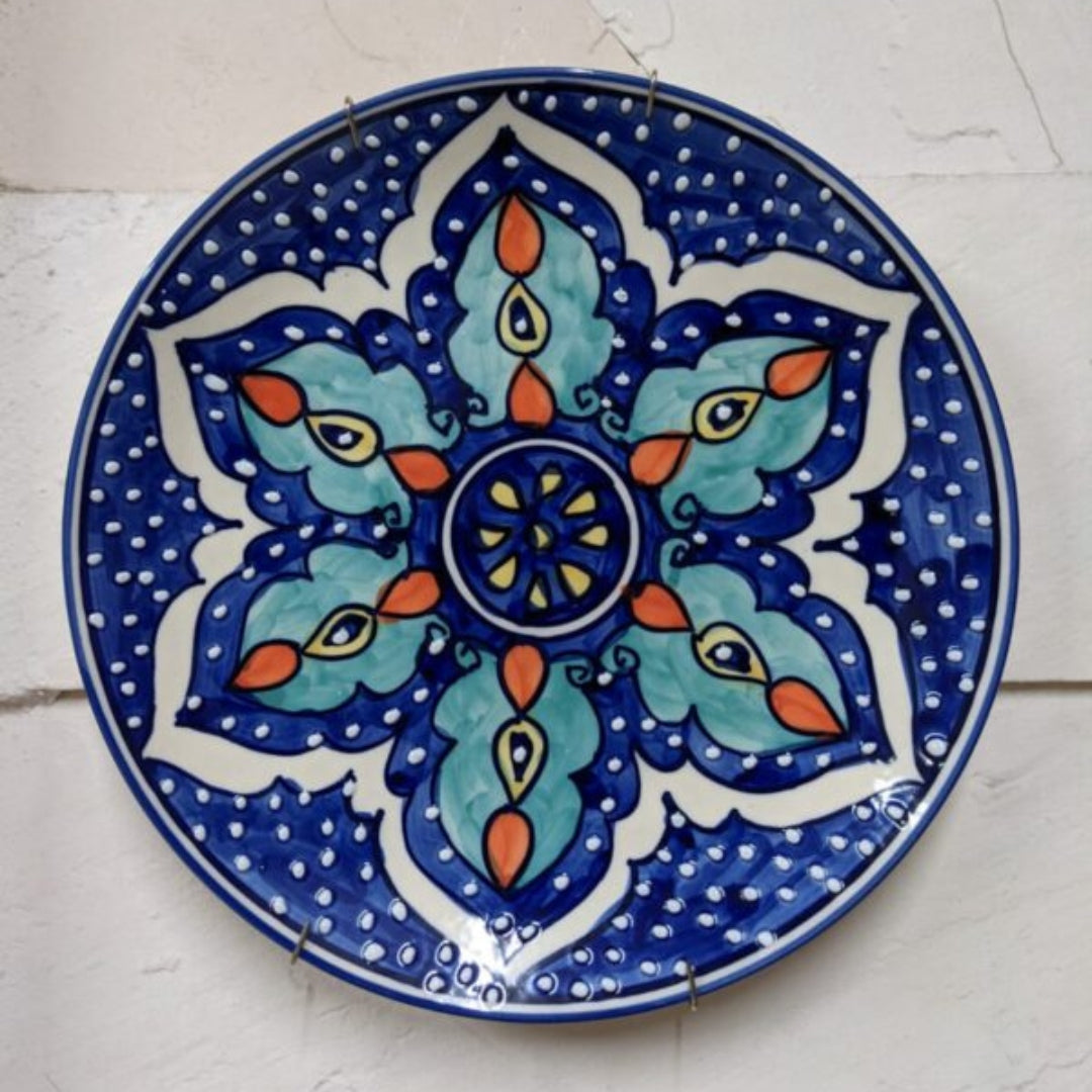 Wall Hanging Plate -  Cobalt Blue & Turquoise Persian Floral Mandala