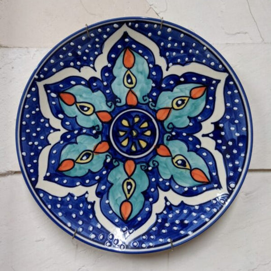 Wall Hanging Plate -  Cobalt Blue & Turquoise Persian Floral Mandala