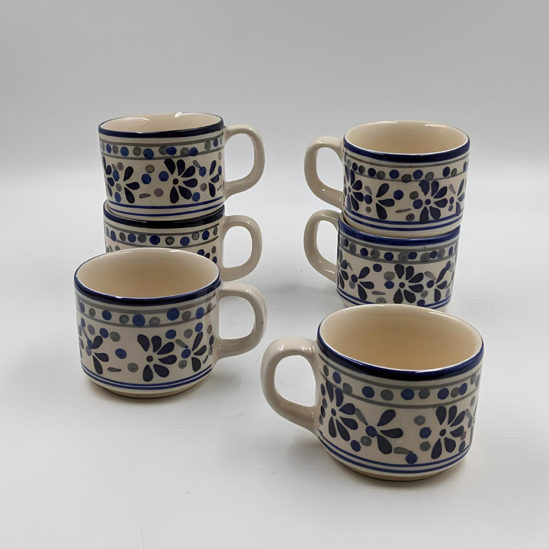 Cups Set - Set of 6, Floral Printed