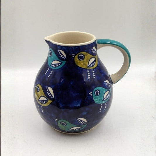 Jug - Deep Blue Bird Motif Handpainted