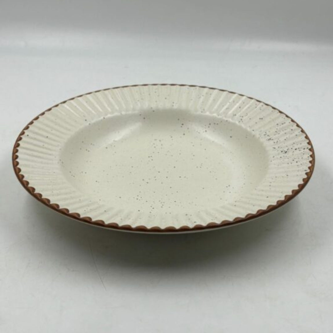Soup Plates - White with Black Dots & Fluted Rim