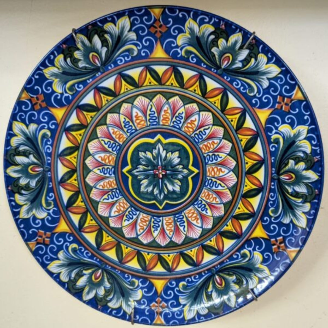 Wall Hanging Plate - Vibrant Italian Majolica Floral Mandala