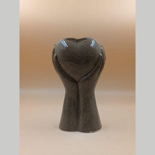 Flower Vase (22 cm) - Sculptural Holding Heart Hands Art Vase