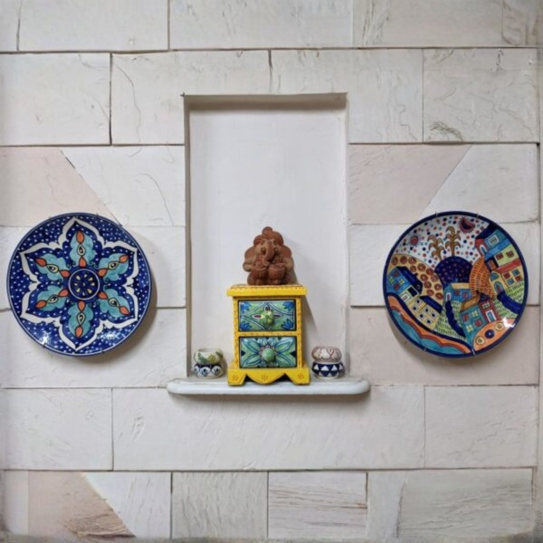 Wall Hanging Plate -  Cobalt Blue & Turquoise Persian Floral Mandala